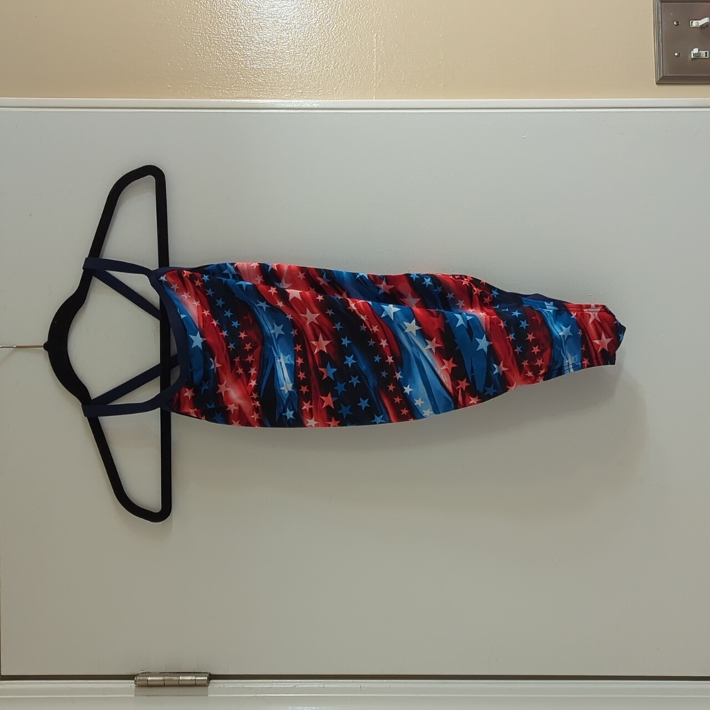 TYR Womens Freedom Flag Diamondfit Swimsuit Red White Blue Stars Stripes L/34